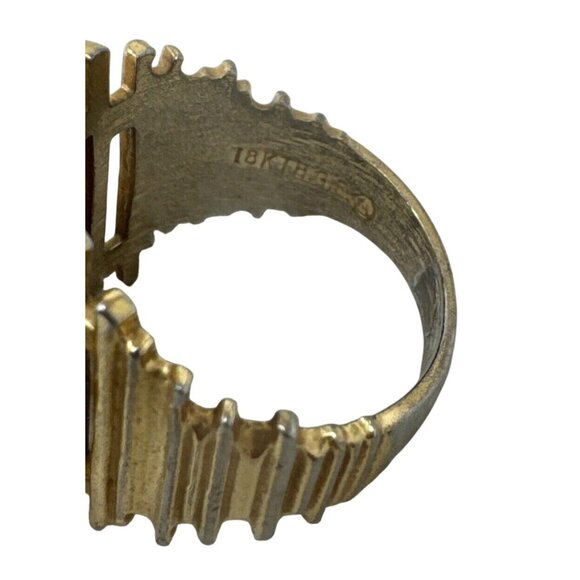 Aurora Jewelry Co18K Yellow Gold Cocktail Ring Purple & Clear Stones Vintage HGE - Picture 5 of 6